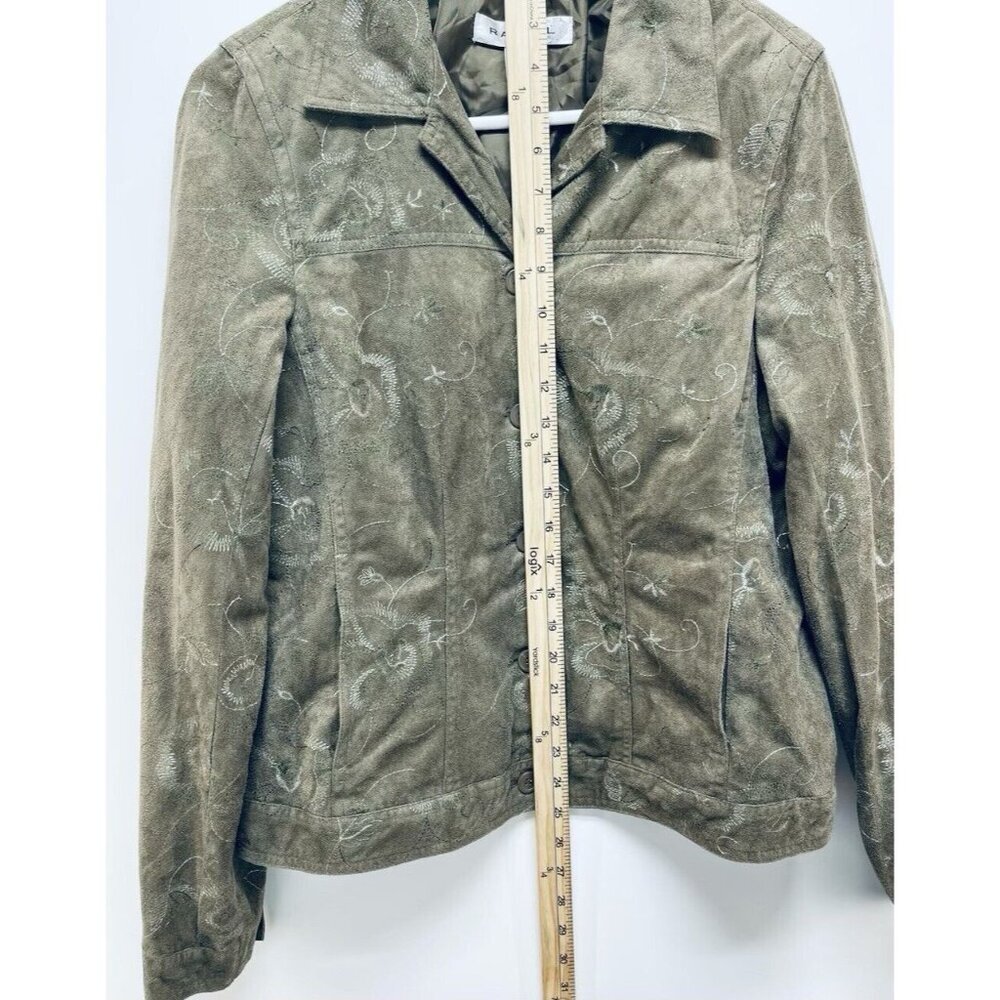 RAFAEL Blazer Jacket Size 10 Women’s Floral Embroidered Faux Suede Button Front - Picture 10 of 12